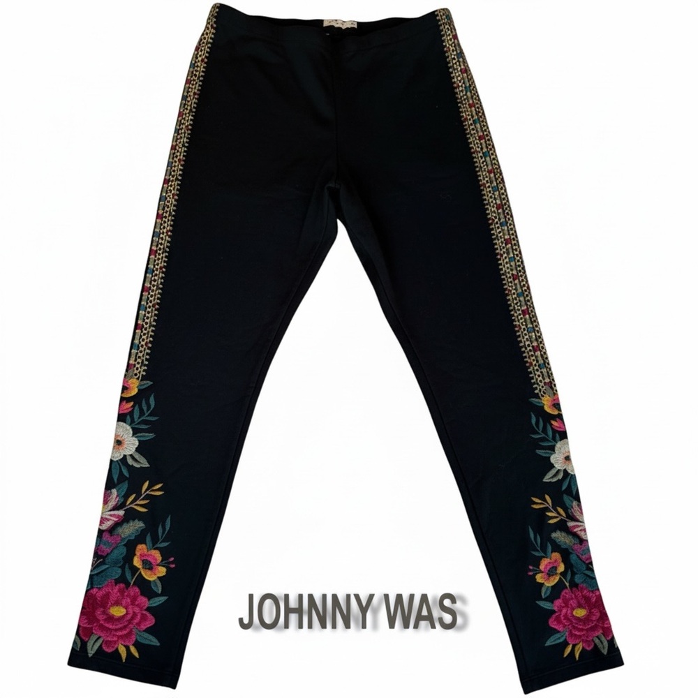 Johnny Was Sz M Katina Leggings with Gorgeous Floral Embroidery BRAND NEW!